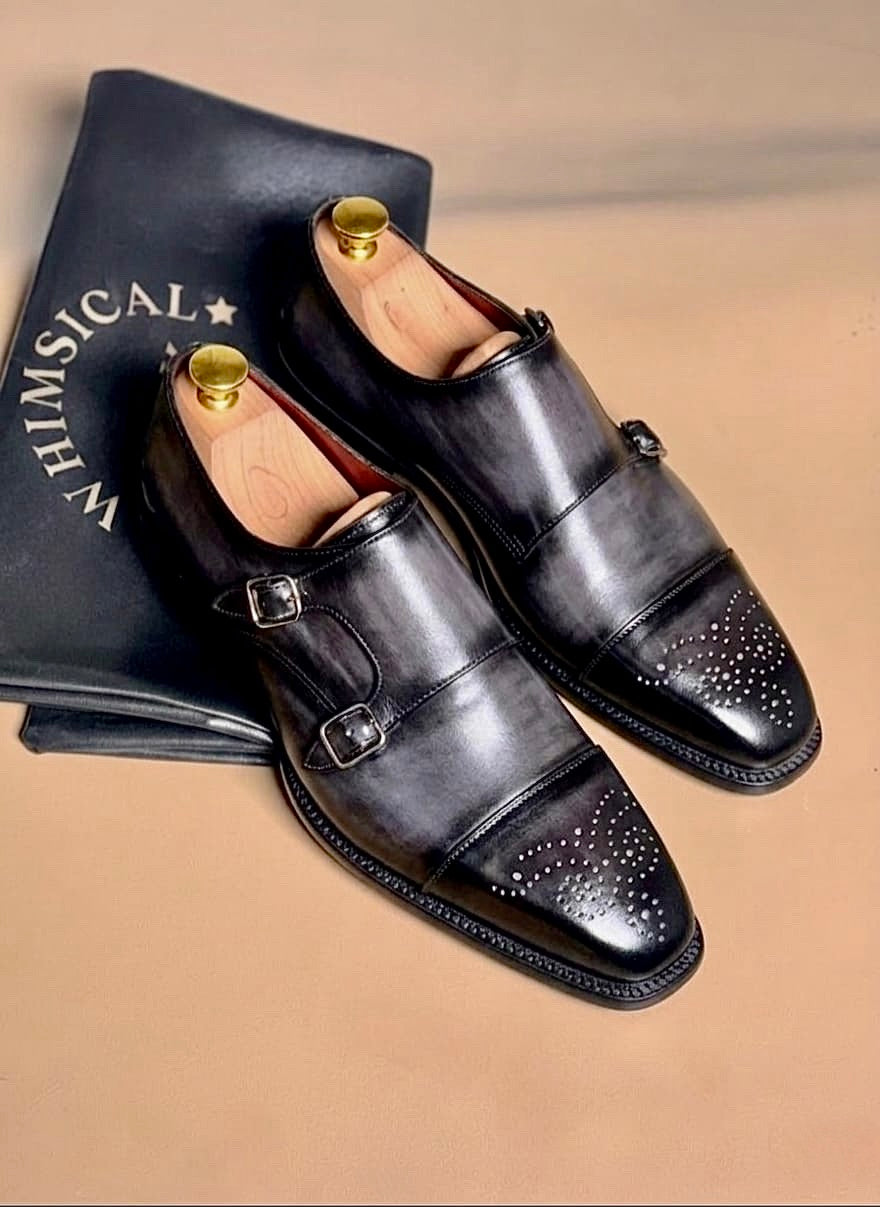 Gray patine monkstrap