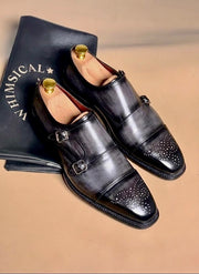 Gray patine monkstrap