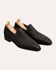 Black Crocodile Nubuck Loafers