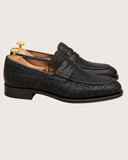 Black stingray penny loafers
