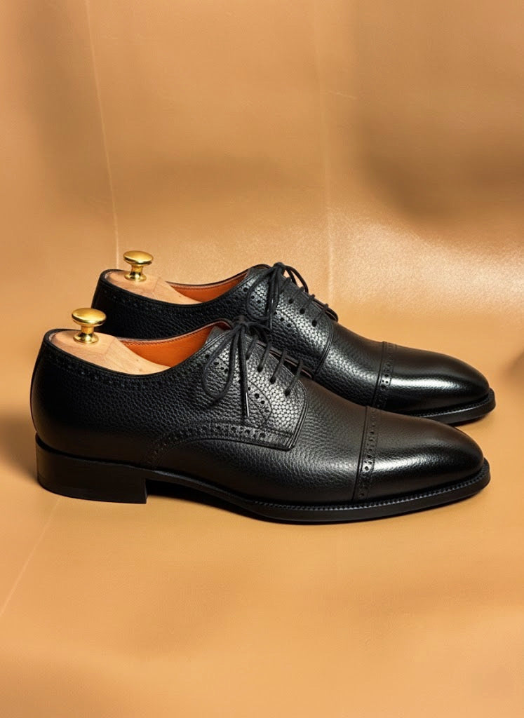 Black grain leather derby