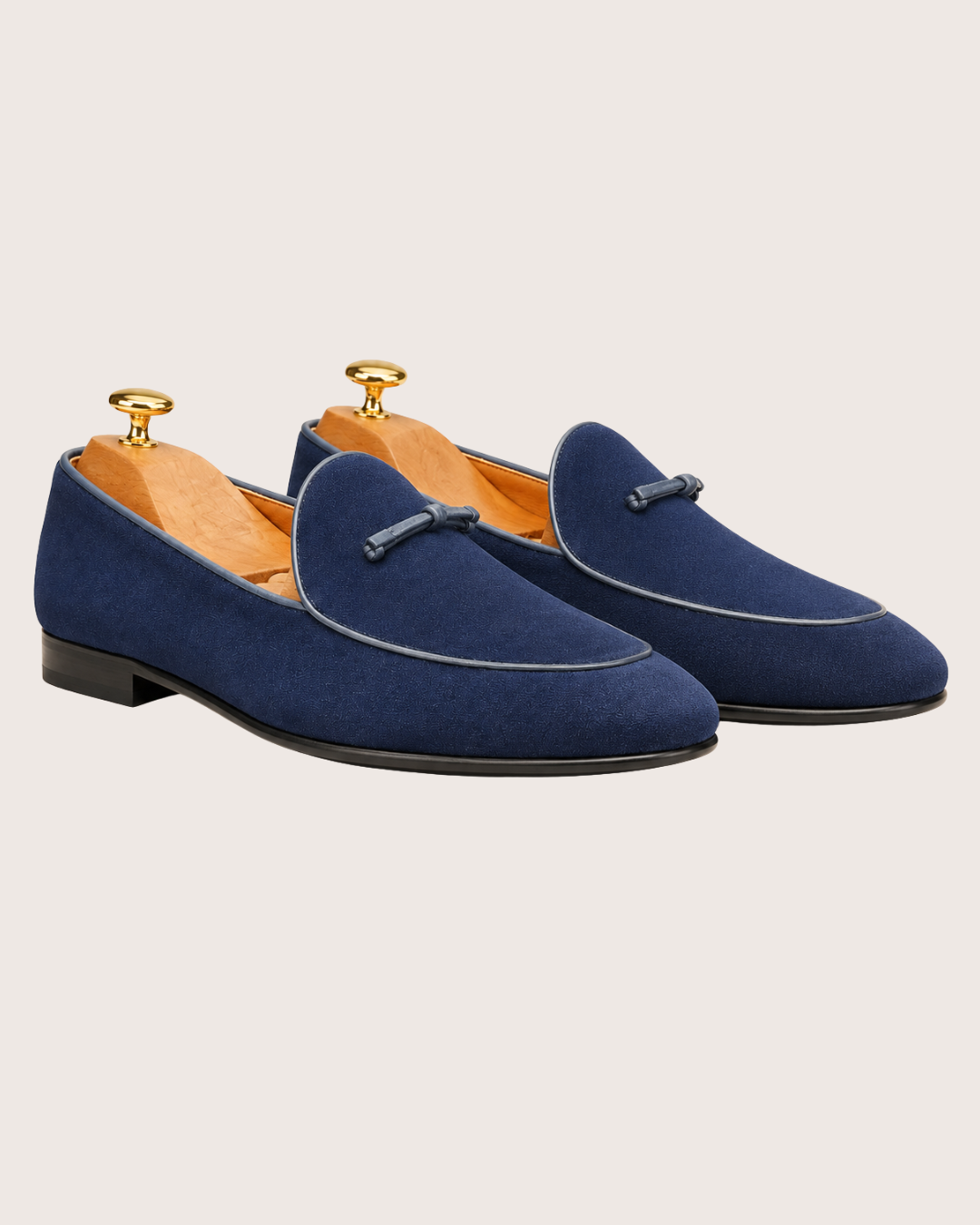 Blue bow loafers