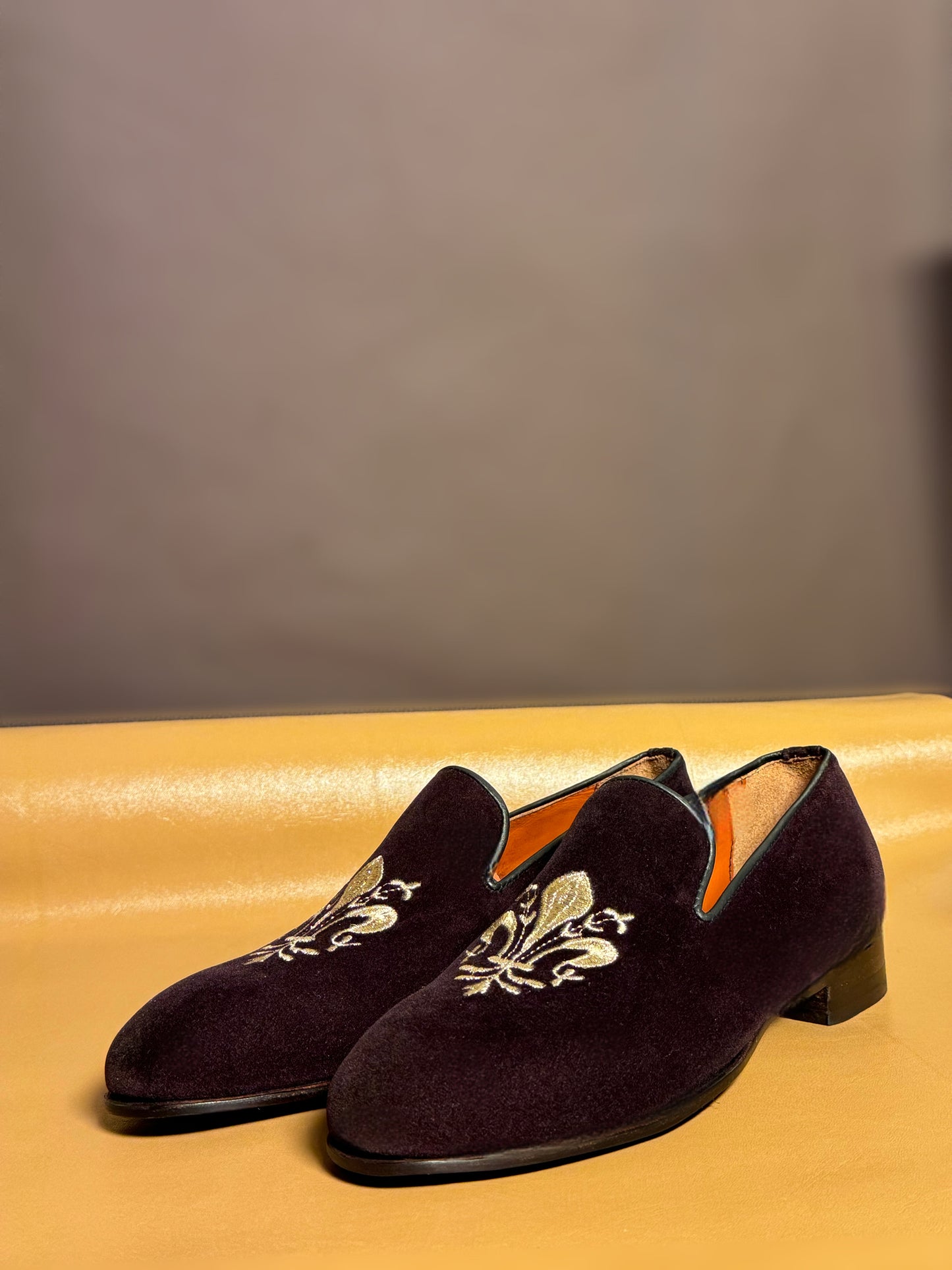 Suede Leather Embroidery Loafers