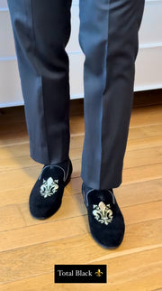 Suede Leather Embroidery Loafers