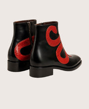 Men's Black and Red Python Zipper Boots