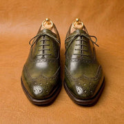 Olive green wingtip oxford