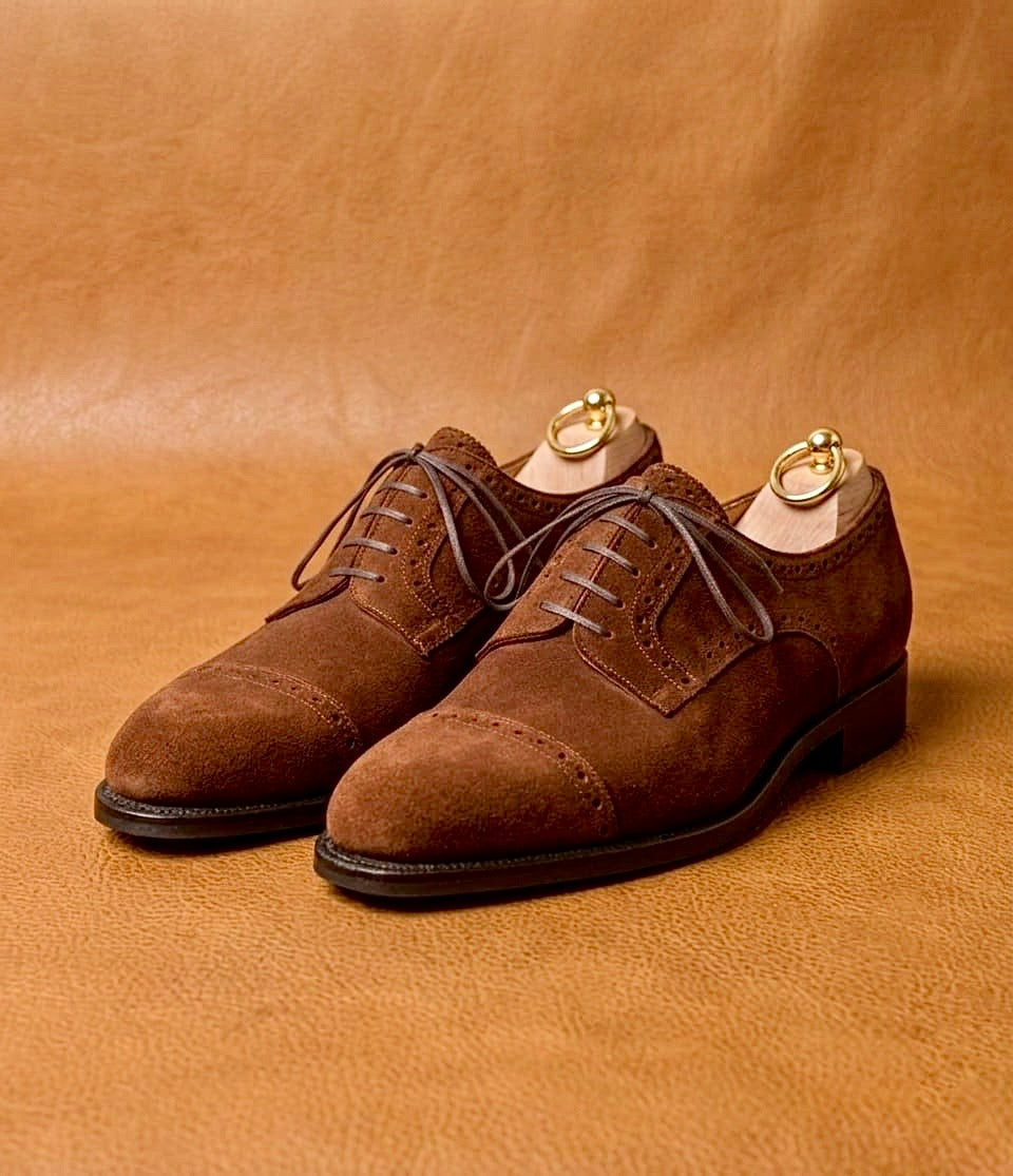 Brown suede leather derby