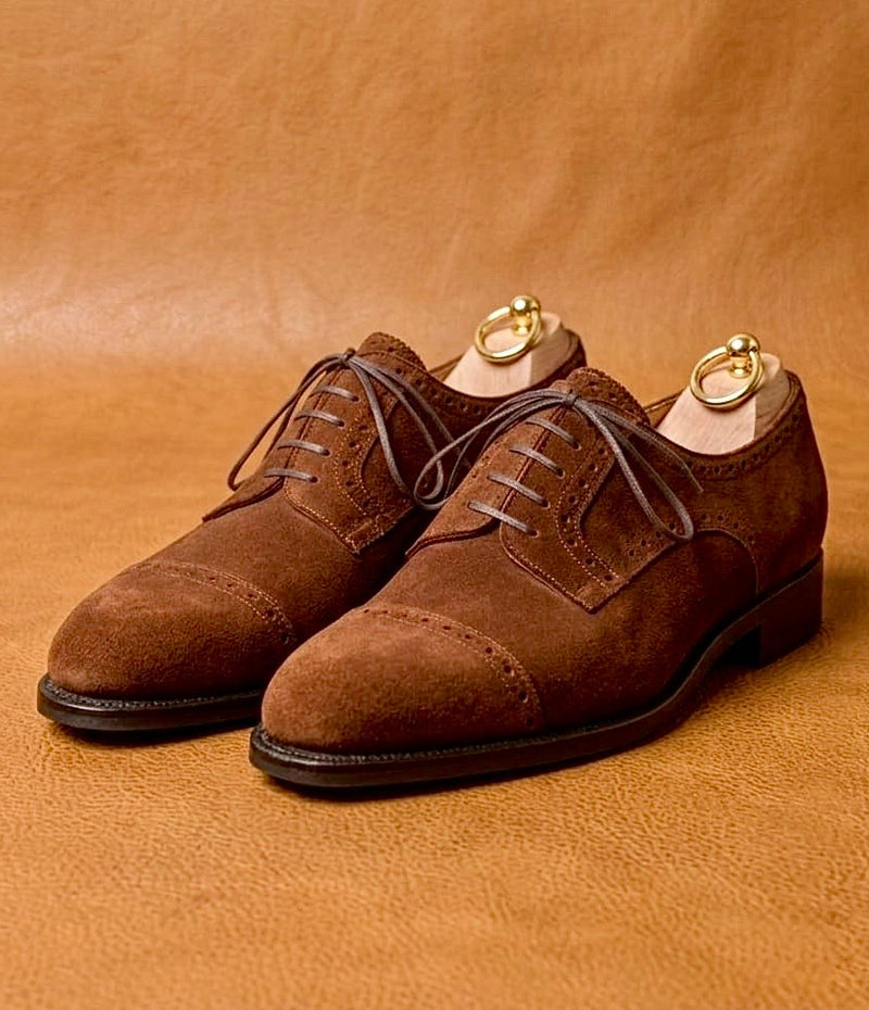Brown suede leather derby