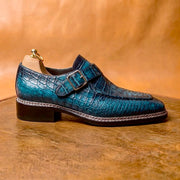 The Azure Crocodile Norwegian Welted Monk Strap