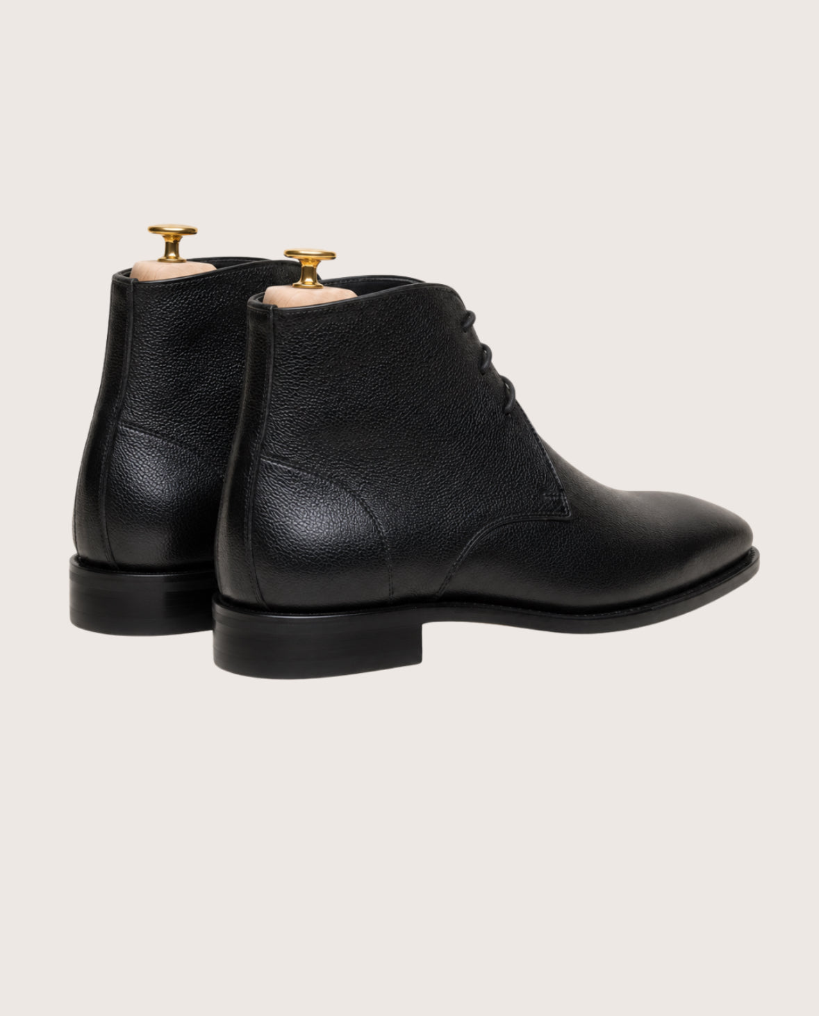 Black grain leather derby boots