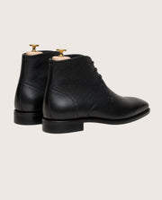 Men's Black Grain Leather Derby Boots
