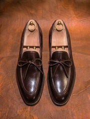 Dark brown bow loafers