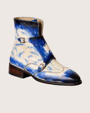 Blue Patina Monk Strap Boots for Men | Hand Welted