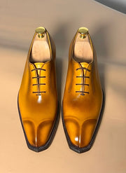 Burnished Cognac sculpted toe oxford with belt