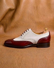 Burgundy spectator wingtip oxford