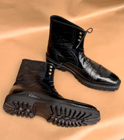 Black Norwegian Stitch Boots