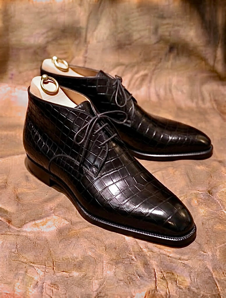 Black crocodile chukka boots B-2