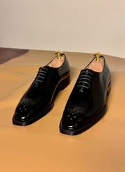 Black patent wholecut oxford