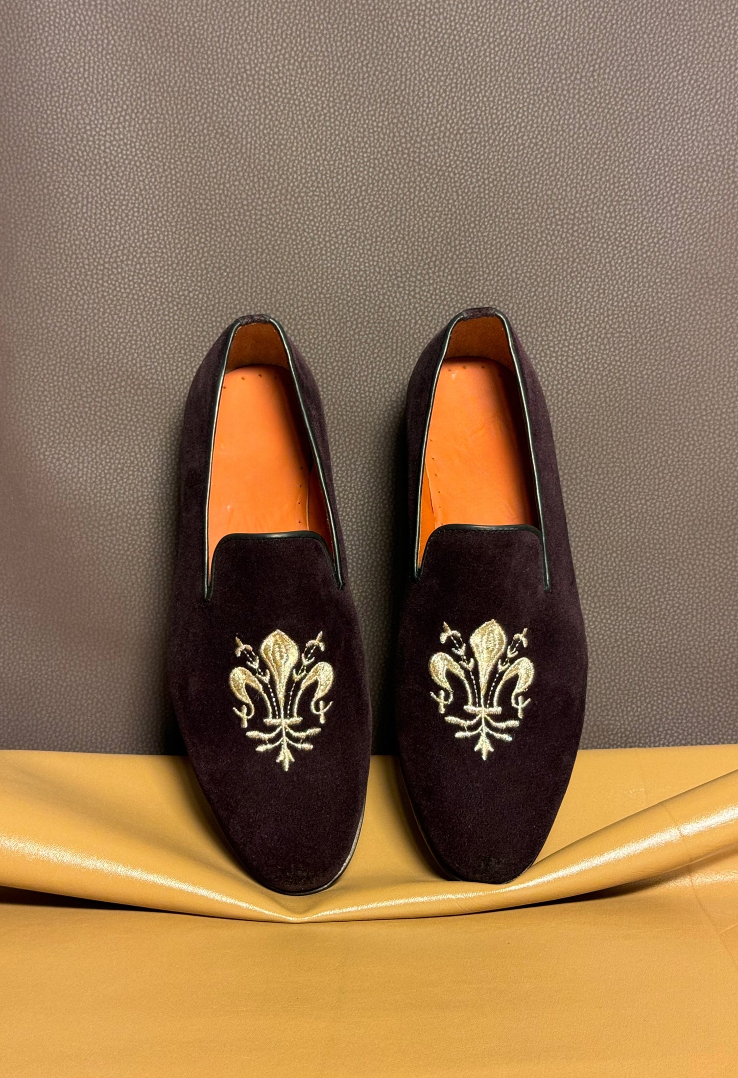 Suede Leather Embroidery Loafers