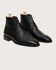 Men's Black Grain Leather Derby Boots
