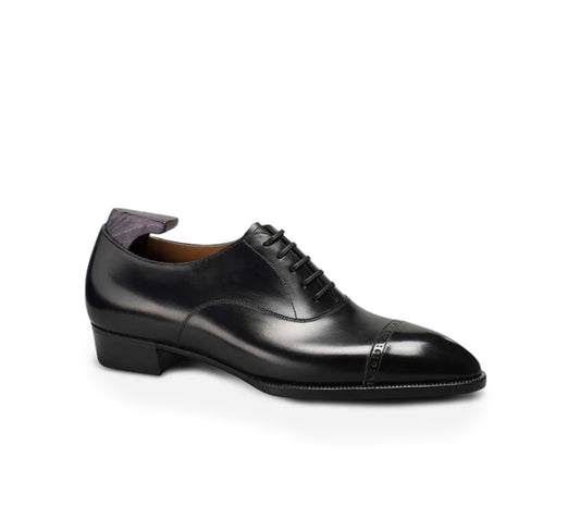 Black leather Oxford captoe