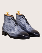 Gray Chukka Boots for Men | Hand Painted Patina, Welted
