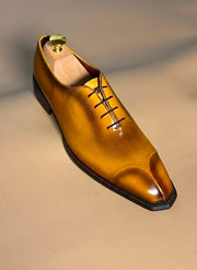 Burnished Cognac sculpted toe oxford with belt