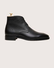 Men's Black Grain Leather Derby Boots
