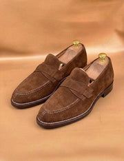 The Butterfly — Men's Brown Suede Penny Loafers