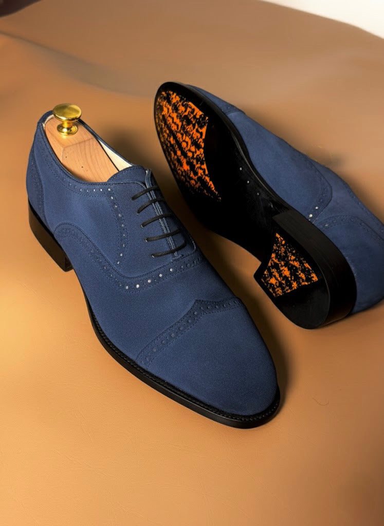 navy blue suede oxford