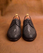 gray stingray texture derby shoes for men, handmade