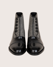 Black norwegian stitch button boots