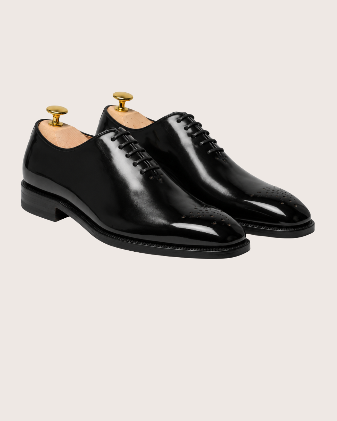 Black patent wholecut oxford