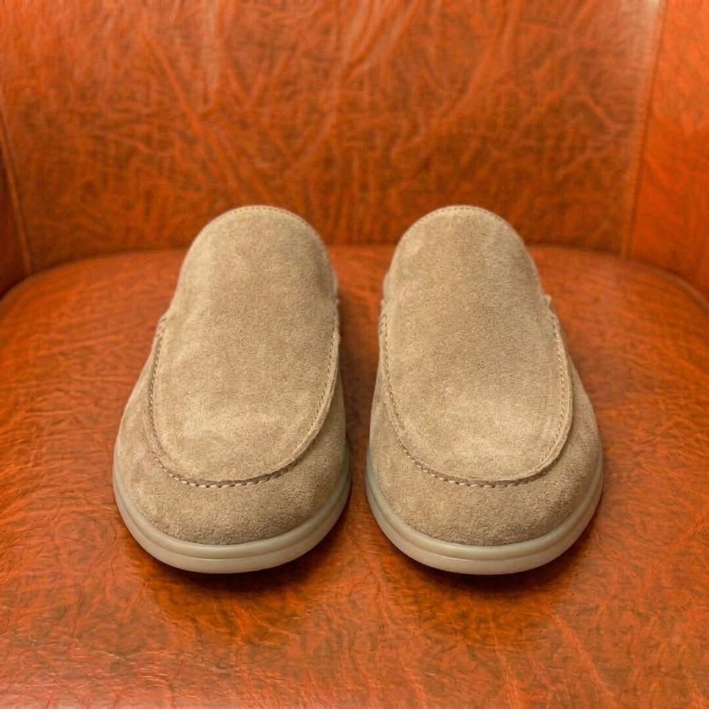 Beige suede mule