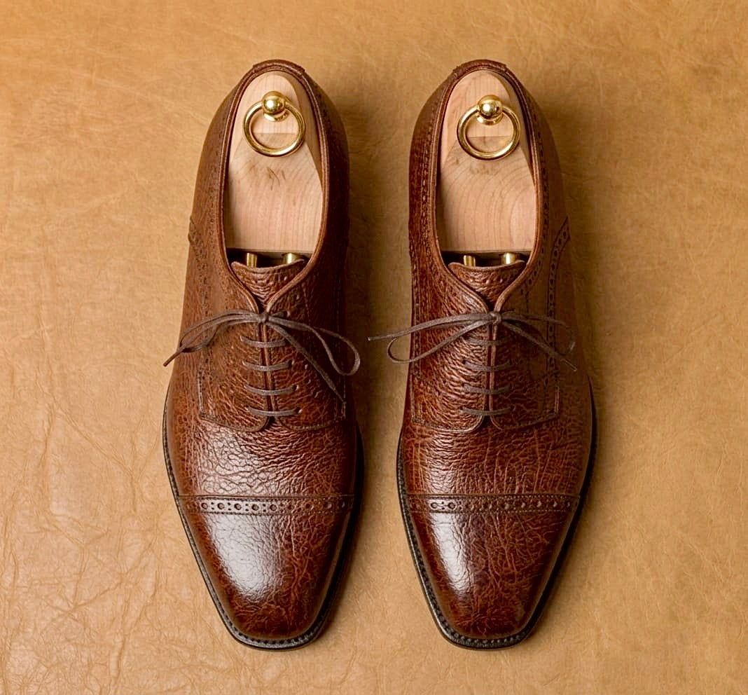 Brown semi-brogue derby