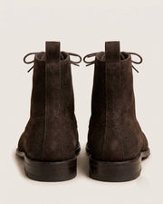 Dark brown suede derby boots