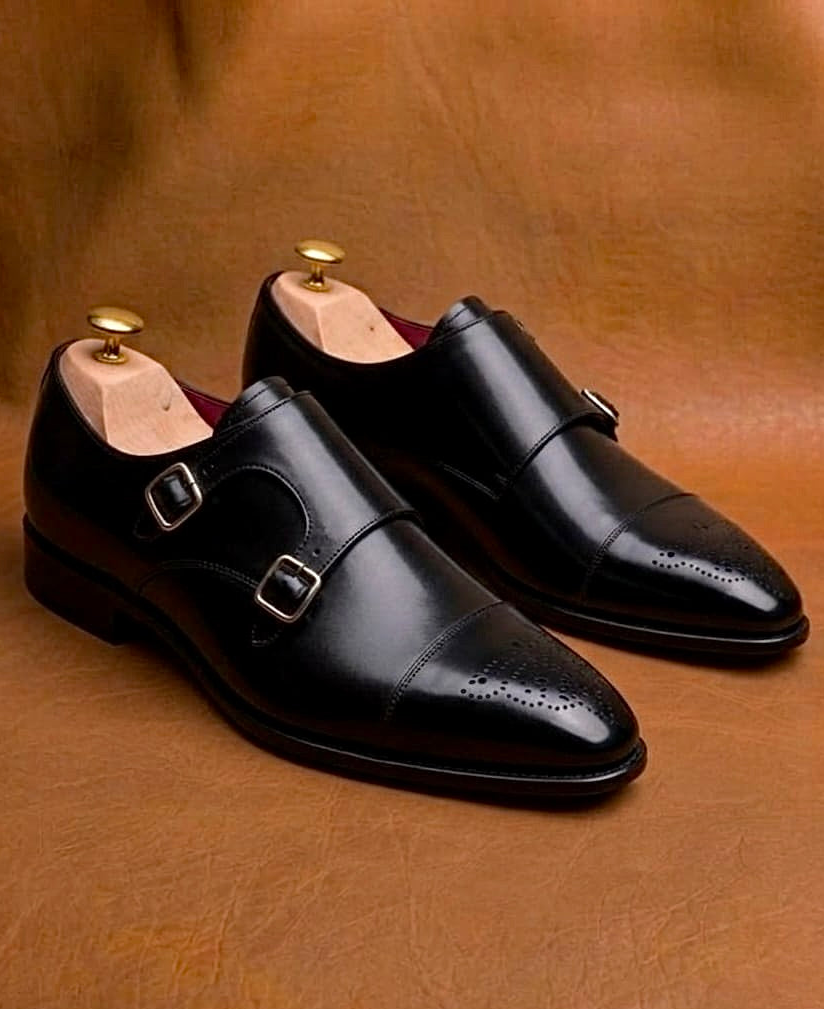 Men's Black Double Monk Strap Boots