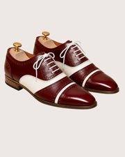Burgundy and white oxford