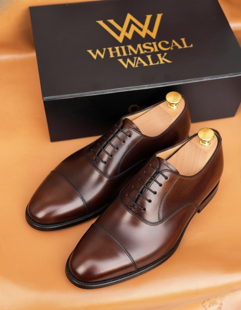 Brown cap-toe oxford