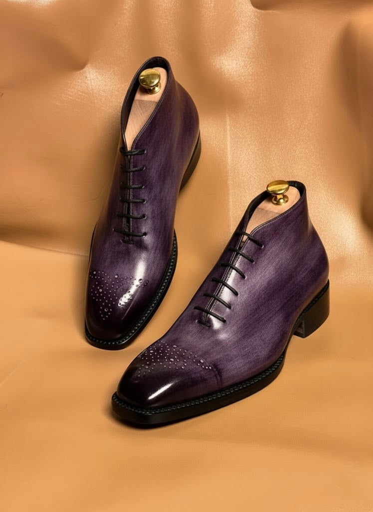 Purple patina chukka boots