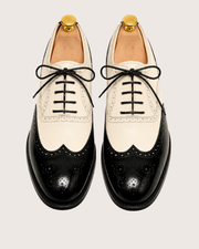 Black & White Wingtip Oxford Shoes for Men