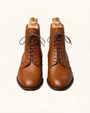 Tan Hatch Grain Derby Boots | Hand Welted & Resoleable
