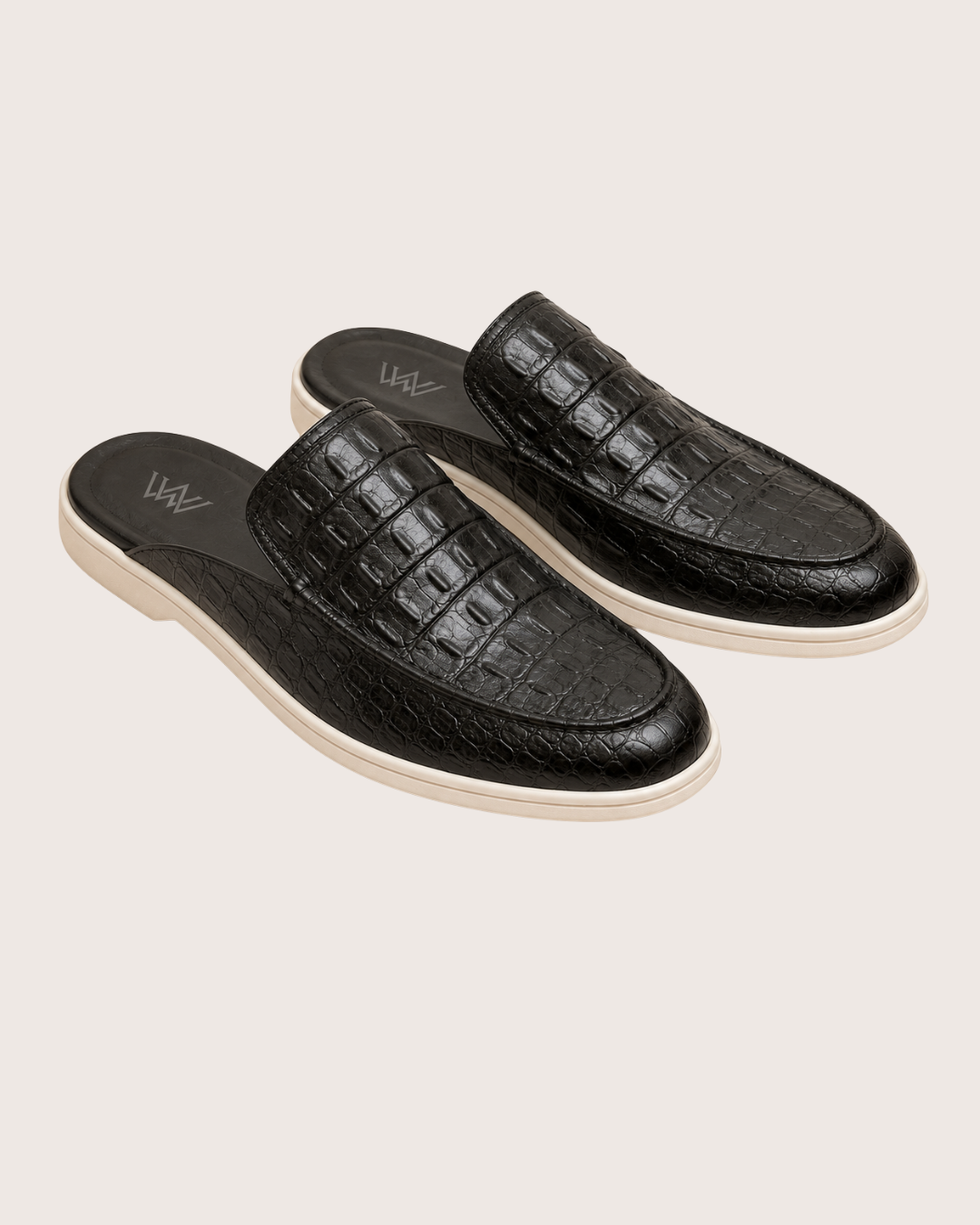 Black Crocodile Mule