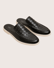 Black Crocodile Mule