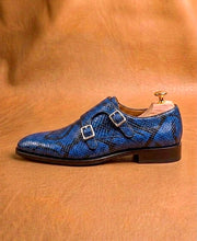 Python skin double monkstrap