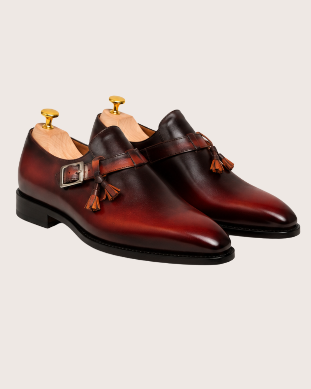 Red & black Tassels Monkstrap