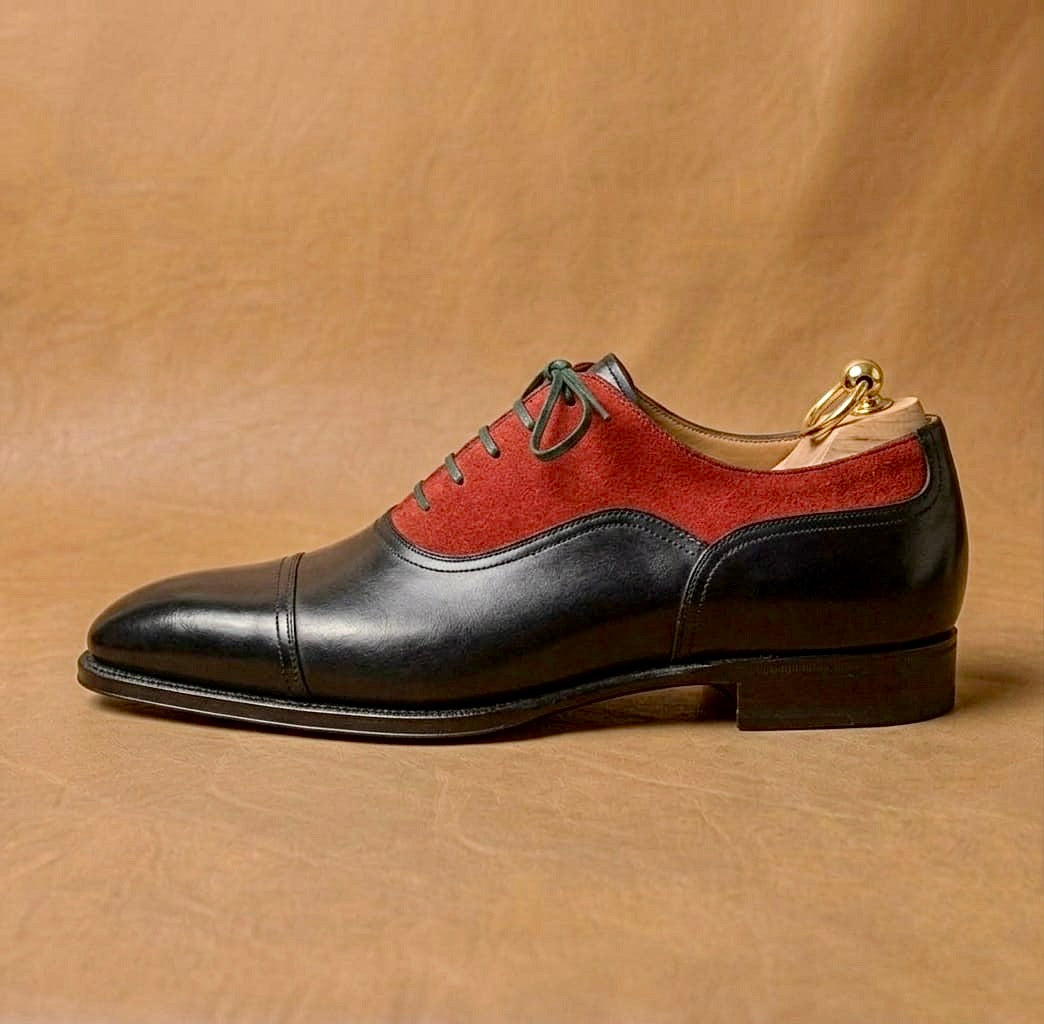 Red suede balmoral oxford