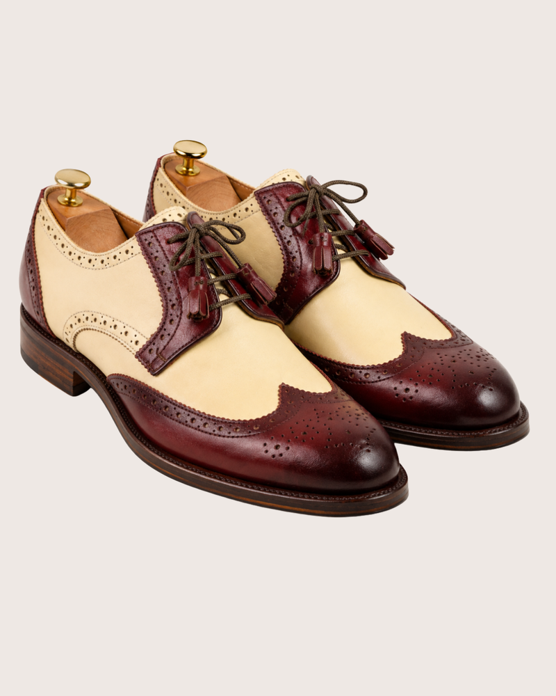 Burgundy wingtip Derby