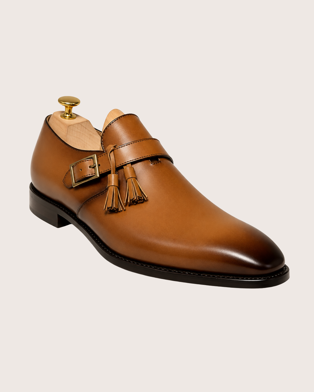 Tan & brown tassel monkstrap