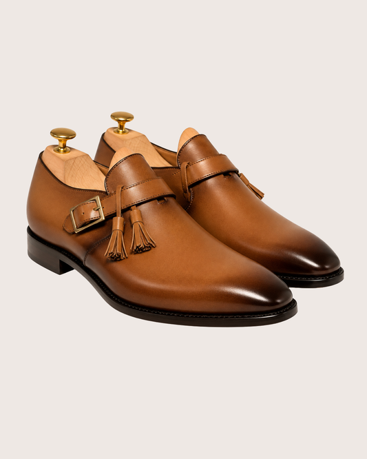Tan & brown tassel monkstrap